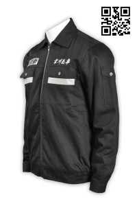 J512黑色反光帶外套 印字工作外套 拖車 反光布胸套 設計 汽車維修行業 制服風褸風褸外套製衣廠